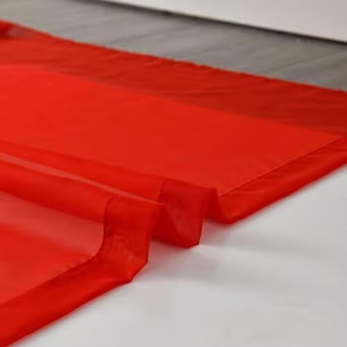 youleyar Solid Sheer Rod Pocket Curtain Voile Draperies 2 Panels White Beige Black Grey Coffee 52 Inch Width 108 Inch Long 1 Pair for Kitchen Bedroom Children Living Room Yard (Red,52Wｘ108L)