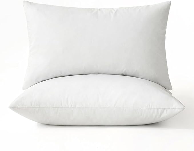 MIULEE Pillows Standard Size Set of 2 Down Feather Throw Pillows for Couch Sofa Bed, Decorative Fluffy Cotton Fabric Inserts,White 20x26