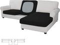 Easy-Going Stretch 3 Pieces Couch Cushion Covers for Sectional Sofa Left/Right L Shape Chaise Lounge Sofa Seat slipcover Anti-Slip Sofa Cover Soft (2 Seater + 1 Chaise, Black)