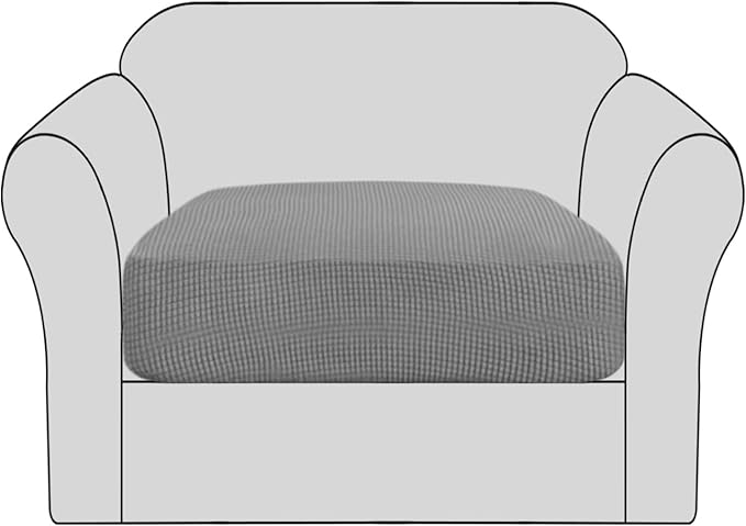 H.VERSAILTEX Stretch Couch Cushion Covers Individual Seat Sofa Chair Slipcovers Cushion Protector Cover Featuring Jacquard Textured Twill Fabric(1 Cushion Chair Cover, Dove)