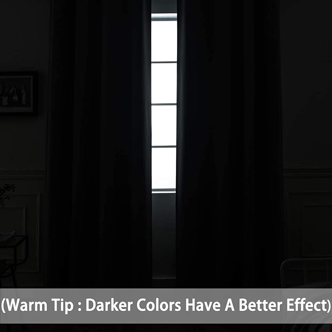 Yakamok Blackout Curtains for Bedroom, Thermal Insulated Blackout Window Curtains with Grommet Top for Living Room- Wine Red- 52W x 84L -2 Panels