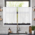 youleyar Solid Sheer Rod Pocket Curtain Voile Draperies 2 Panels White Beige Black Grey Coffee 26 Inch Width 24 Inch Long 1 Pair for Kitchen Bedroom Children Living Room Yard(White,26Wｘ24L)