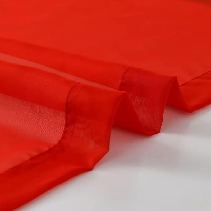 SpaceDresser Sheer Voile Window Treatment Rod Pocket Curtain Panels for Kitchen Bedroom Living Room Drapes Sunlight Filtering Privacy Semi Home Decor Assorted (Red, 52 W x 45 L)