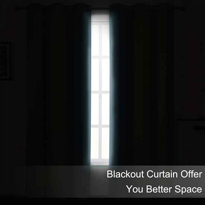 LEMOMO Blackout Curtains 52 x 90 inches Long Stone Blue Curtains Set of 2 Panels Thermal Insulated Room Darkening Curtains for Bedroom