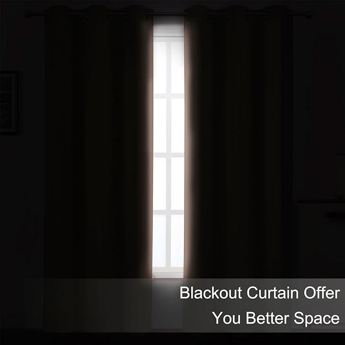 LEMOMO Blackout Curtains 66 x 72 Inch Long Blush Curtains Set of 2 Panels Room Darkening Curtains for Bedroom and Living Room