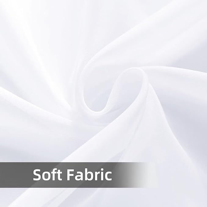 youleyar Solid Sheer Rod Pocket Curtain Voile Draperies 4 Panels White Beige Black Grey Ivory 52 Inch Width 96 Inch Long 1 Pair for Kitchen Bedroom Children Living Room Yard(Optical White,52 Wｘ96 L)