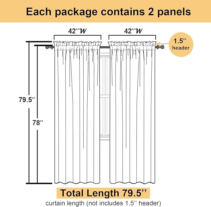 Lecloud Lime Sheer Curtains 78 Inches Long 2 Panels, Rod Pockets Light Filtering Living Room Decor Window Curtains for Bedroom, Elegant Solid Color Window Treatment Drapes, Each Panel 42" W x 78" L