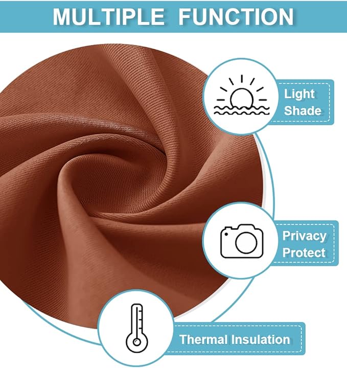 RYB HOME Kitchen Blackout Curtains Over Sink 36 inch Length, Rod Pocket Summer Light UV Blocking Energy Efficient, Cabinet Shelf Cupboard Coverings, Width 29 by Length 36, Burnt Orange, 2 Panels
