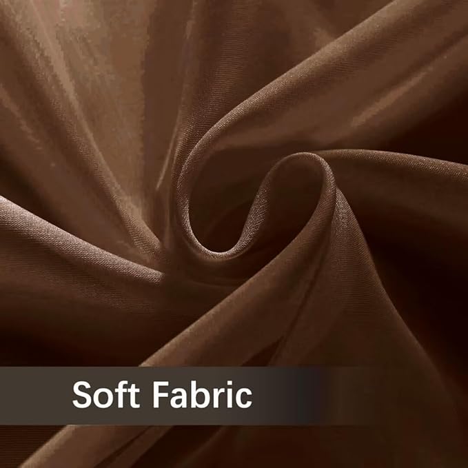 youleyar Solid Sheer Rod Pocket Curtain Voile Draperies 2 Panels White Beige Black Grey Coffee 52 Inch Width 96 Inch Long 1 Pair for Kitchen Bedroom Children Living Room Yard (Brown,52Wｘ96L)