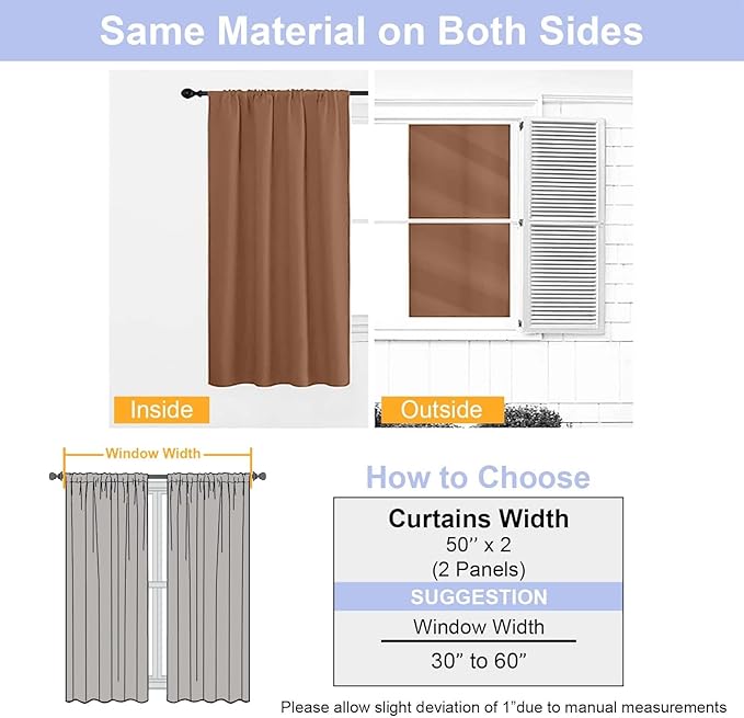 Simplebrand Ava Sun Baked Blackout Curtains for Bedroom 84 Inch Length 2 Panels Set, Solid Thermal Insulated Privacy Living Room Window Treatment Curtains Blackout Drapes, W50 x L84 Inch, Sun Baked