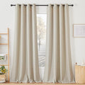 NICETOWN Living Room Curtains Linen Blend 96 inches Long, Grommet Semi Sheer Privacy Assured with Light Filtering Semi Sheer Drapes for Bedroom/Living Room, Taupe, W52 x L96, 2 Panels