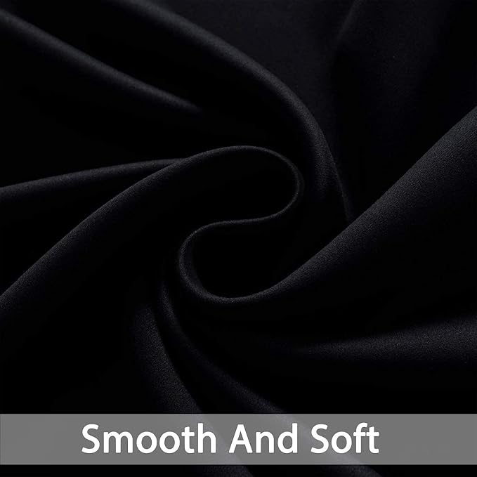 Yakamok Blackout Curtains Room Darkening Thermal Insulated Window Panels,Solid Grommet Top Drapes for Bedroom/Living Room(52Wx90L, Black, 2 Panels)