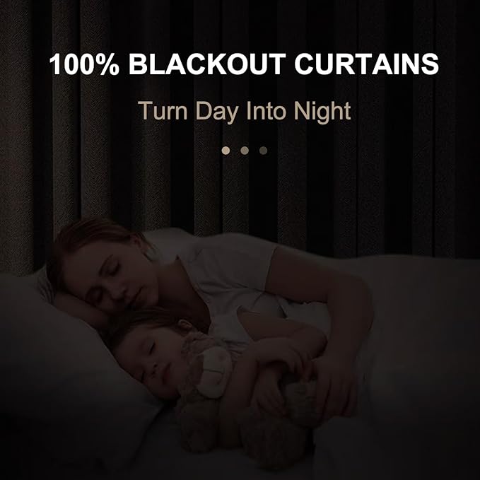 100% Blackout Shield Linen Blackout Curtains for Bedroom 120 Inches Long, Back Tab/Rod Pocket Living Room Drapes, Thermal Insulated Blackout Curtains 2 Panels Set, 50" W x 120" L,Cream