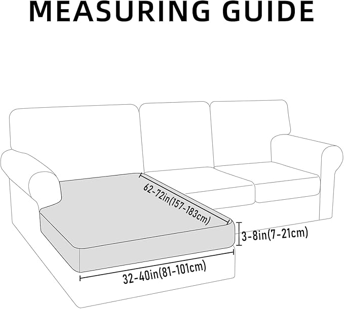 hyha Waterproof Sectional Couch Covers, Non Slip Sofa Couch Cushion Covers L Shape, Thick Stretch Jacquard Fabric, Washable Sofa Slipcovers with Elastic Bottom (1 Piece for Chaise XL, Black)