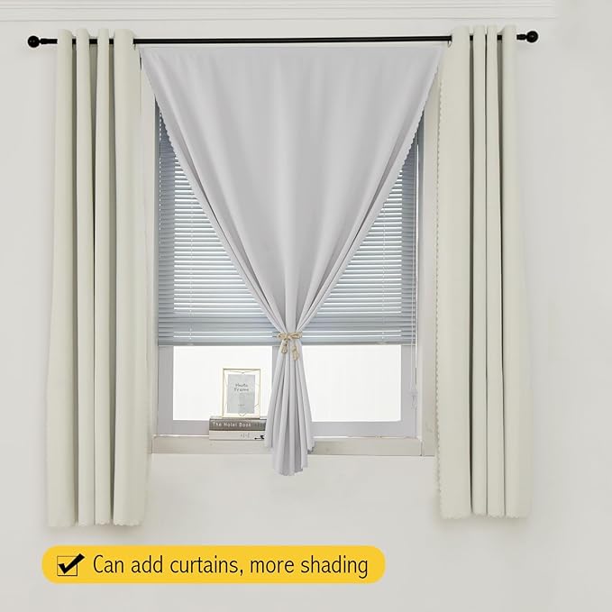Blackout Curtains for Bedroom Sticky Curtain Blackout Window Cover Self Adhesive Curtains Rod No Drillng, 47" W X 79" L, Light Grey, 1 Panel
