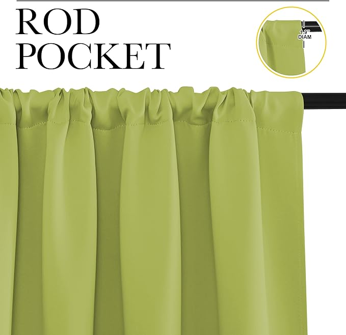 NICETOWN Window Curtains Blackout Drapes, Fresh Green, 1 Pair, 52 by 84-Inch, Thermal Insulated Solid Rod Pocket Blackout Curtains/Draperies for Living Room