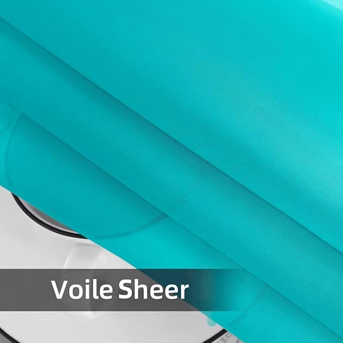 youleyar Solid Sheer Rod Pocket Curtain Voile Draperies 2 Panels White Beige Black Grey Coffee 52 Inch Width 108 Inch Long 1 Pair for Kitchen Bedroom Children Living Room Yard (Peacock Blue,52Wｘ108L)