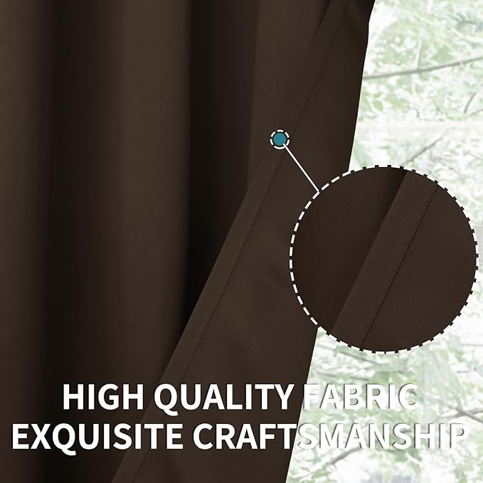 BGment Blackout Curtains for Bedroom - Grommet Thermal Insulated Room Darkening Curtains for Living Room, Set of 2 Panels (52 x 72 Inch, Brown)