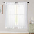 White Sheer Curtains 63 Inch Length 2 Panels Set for Living Room Bedroom, Airy Soft Light Filtering Sheer Dining Room Curtains, Modern Rod Pocket Drapes, White, Each 42" Wx63 L