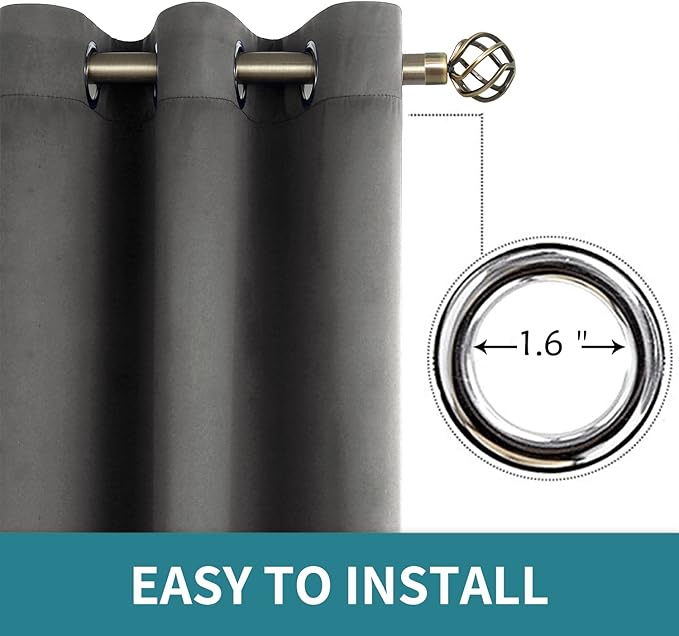 BGment Blackout Curtains for Bedroom - Grommet Thermal Insulated Room Darkening Curtains for Living Room, Set of 2 Panels, Each 55 x 69 Inch, Dark Grey