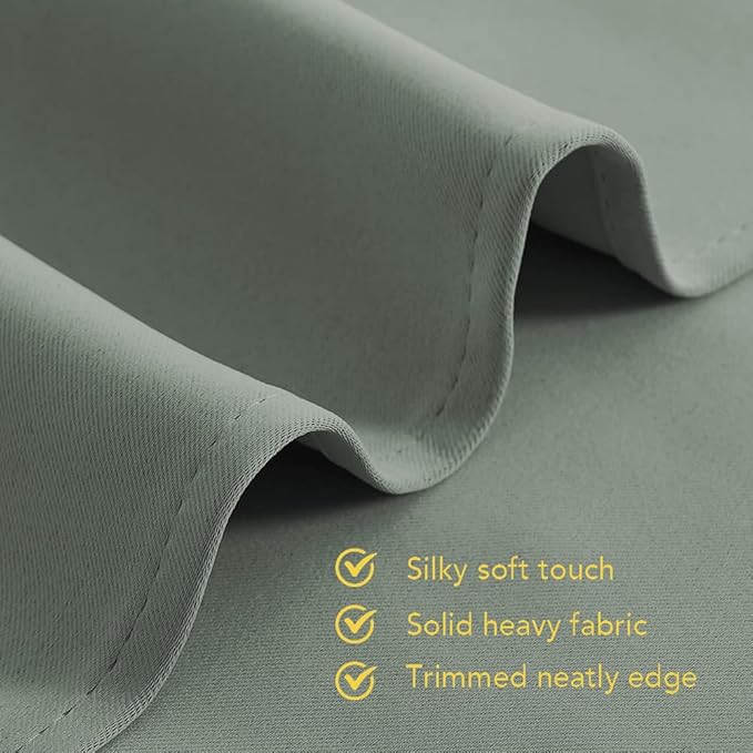 NICETOWN Modern Blackout Curtains Noise Reducing, Thermal Insulated and Privacy Room Darkening Drape Panels for Boy's Guest Room Door Small Short Window (Greyish Green, 2 Panels, W42 x L54 -Inch)