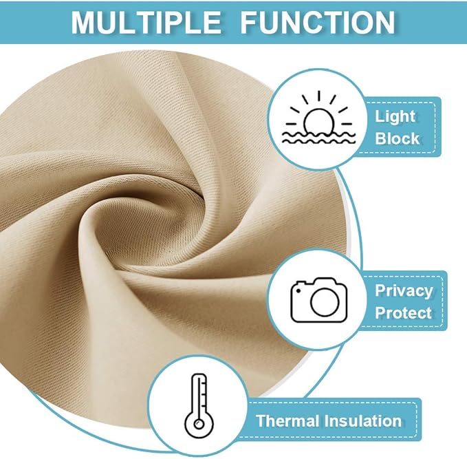 RYB HOME Privacy Bathroom Window Curtains, Short Thermal Insulated Heat Blocking Privacy Rod Pocket Half Window Curtain Tiers for Nursery Bedroom, Width 42 by Length 30, Biscotti Beige, 2 Panels