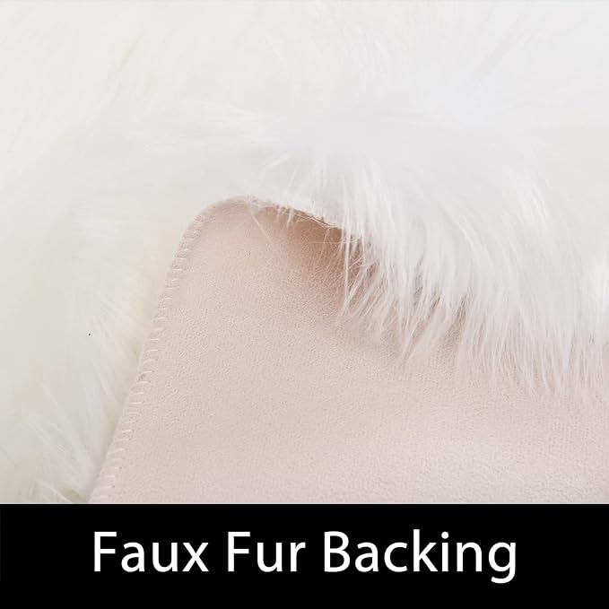 Latepis White Faux Fur Rug 3x5, Faux Sheepskin Rugs for Living Room, Fluffy Washable Rug for Bedroom Dorm Luxury Room Decor, Furry Rugs, Rectangle