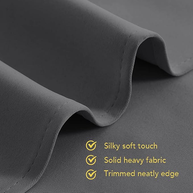 NICETOWN Bedroom Curtains Blackout Drapery Panels, Three Pass Microfiber Thermal Insulated Solid Ring Top Blackout Window Curtains/Drapes (Two Panels, 70 x 72 inches, Gray)