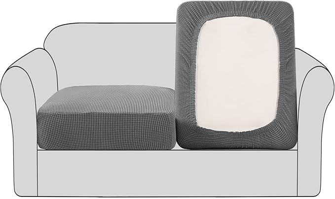 H.VERSAILTEX High Stretch Couch Cushion Covers,Chair Sofa Seat Slipcovers Couch Cushion Cover Stretch Furniture Protector for Kids, Pets(2 Packs Cushion Loveseat Covers, Dove)