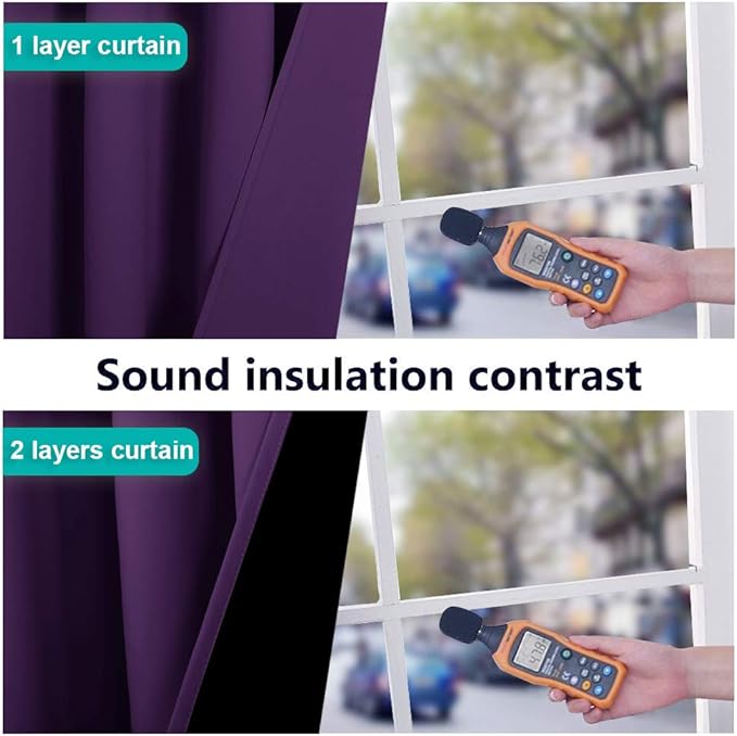 NICETOWN 100% Blackout Blinds, Set of 2, 46" x 102", Royal Purple, Laundry Room Decor Window Treatment Curtains for Large Patio Sliding Door, Thermal Insulated Curtains for Bedroom