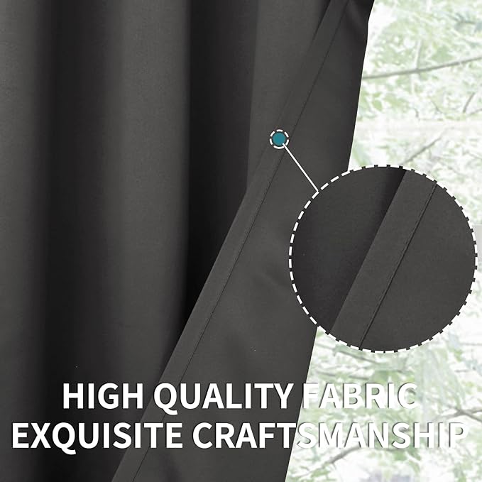BGment Blackout Curtains 54 Inch Length 2 Panels Set, Dark Grey Room Darkening Curtains Black Out Thermal Grommet Curtains for Bedroom, 2 Panels, Each 46 x 54 Inch, Dark Grey