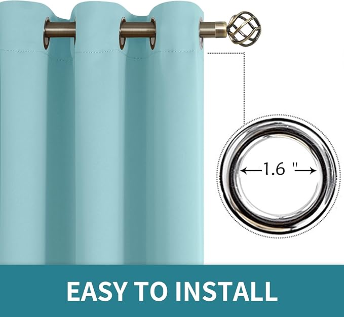 BGment Blackout Curtains - Grommet Thermal Insulated Room Darkening Bedroom and Living Room Curtains, Set of 2 Panels (38 x 84 Inch, Baby Blue)