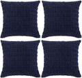 Fancy Homi 4 Packs Navy Blue Decorative Throw Pillow Covers 18x18 Inch for Living Room Couch Bed Sofa, Rustic Modern Farmhouse Boho Home Decor, Soft Plush Corduroy Square Cute Cushion Case 45x45 cm