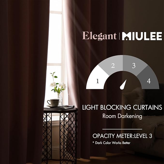 MIULEE Light Pink Room Darkening Curtains Thermal Insulated Drapes Solid Window Treatment Set Grommet Top Light Blocking Blackout Curtain for Living Room/Bedroom 2 Panels 52 x 84 inch Baby Pink