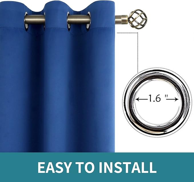 BGment Blackout Curtains for Bedroom - Grommet Thermal Insulated Room Darkening Curtains for Living Room, 70 x 84 Inch, 2 Panels, Royal Blue