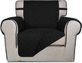 PureFit Reversible Quilted Sofa Cover, Water Resistant Slipcover Furniture Protector, Washable Couch Cover with Non Slip and Elastic Straps for Kids, Pets (Chair, Black/Black)