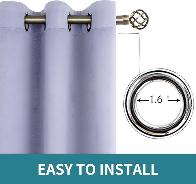 BGment Room Darkening Curtains 72 Inches Long - Grommet Thermal Insulated Drapes Window Treatment Curtains for Bedroom, 2 Panels, 42 x 72 Inch, Lavander