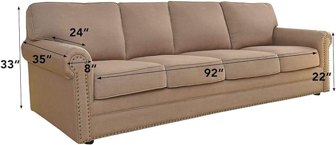 Easy-Going Stretch 4 Seater Sofa Slipcover 1-Piece Sofa Cover Furniture Protector Couch Soft with Elastic Bottom for Kids, Polyester Spandex Jacquard Fabric Small Checks Brown