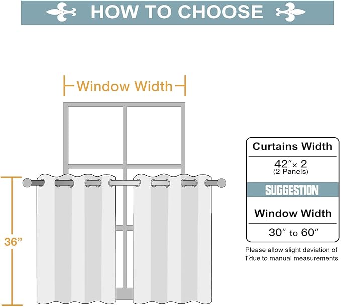 ChrisDowa Small Window Curtains for Kitchen and Bedroom - Grommet Short Thermal Insulated Room Darkening Curtains (2 Panels, Mustard Yellow, 42 x 36 Inch)