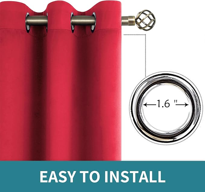 BGment Room Darkening Curtains 84 Inches Long - Grommet Thermal Insulated Drapes Window Treatment Curtains for Bedroom, 2 Panels, 70 x 84 Inch, Red