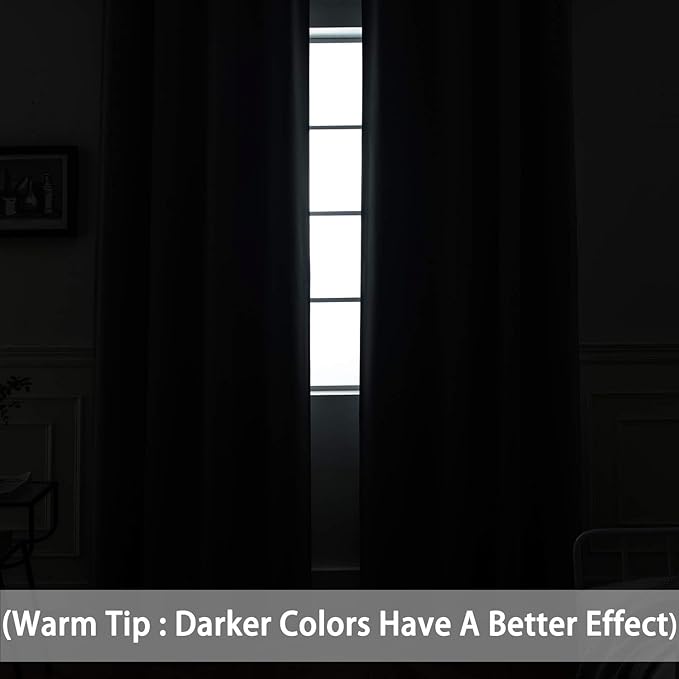 Yakamok Blackout Curtains for Bedroom, Thermal Insulated Blackout Window Curtains with Grommet Top for Living Room- Burgundy Red- 52W x 84L -2 Panels