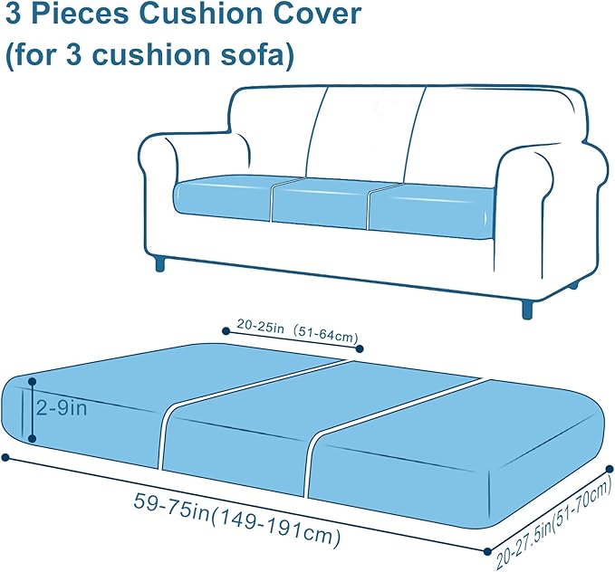Smiry Printed Couch Cushion Covers, Stretch Soft Couch Covers for Sofa, Washable Non-Slip Sofa Slipcover Furniture Protector for Indoor and Outdoor (3 Pack, Brown and White)