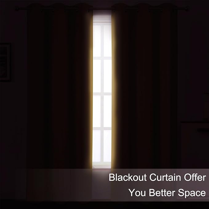 LEMOMO Mustard Yellow Thermal Blackout Curtains/38 x 84 Inch/Set of 2 Panels Room Darkening Curtains for Bedroom