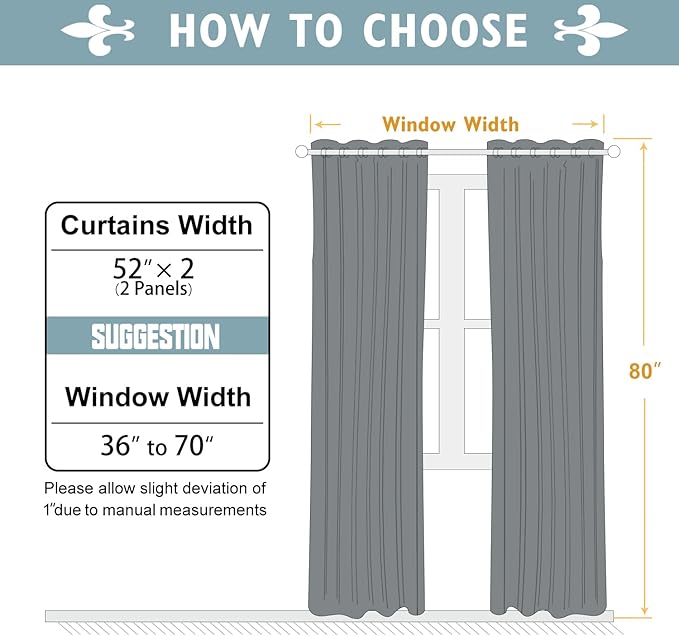 ChrisDowa Blackout Curtains 80 Inches Long 2 Panels Set for Living Room, Grommet Thermal Insulated Room Darkening Curtains for Bedroom (Dark Grey, 52 x 80 Inch)