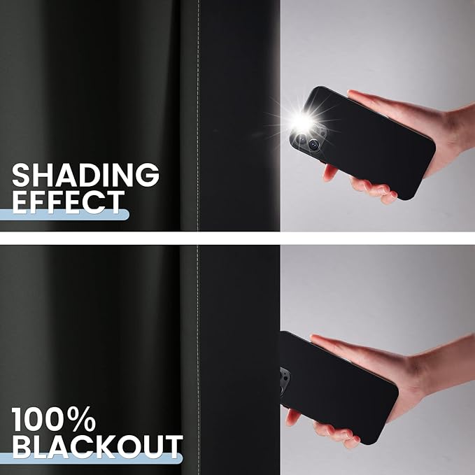 SimpleHome Ombre 100% Blackout Curtains for Bedroom, Full Light Blocking Black and Greyish White Curtains, Thermal Insulated Grommet Window Drapes for Living Room,2 Panels, 42x63 inches Length