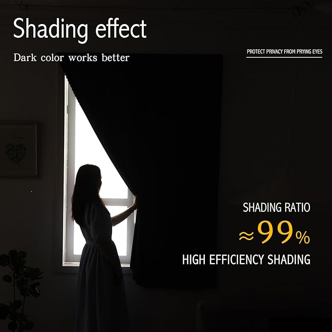 Self Adhesive Curtains Portable Blackout Curtain Simple and Easy to Install Bedroom Window Thermal Lnsulated Kitchen Room Darkening Black Small Drapes, 59" W X 96" L, White, 1 Panel