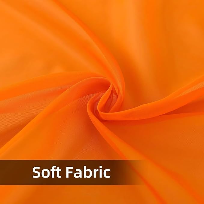 youleyar Solid Sheer Rod Pocket Curtain Voile Draperies 2 Panels White Beige Orange Grey Coffee 60 Inch Width 84 Inch Long 1 Pair for Kitchen Bedroom Children Living Room Yard(Orange,60Wｘ84L)