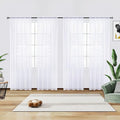 youleyar Solid Sheer Rod Pocket Curtain Voile Draperies 4 Panels White Beige Black Grey Ivory 52 Inch Width 84 Inch Long 1 Pair for Kitchen Bedroom Children Living Room Yard(Optical White,52 Wｘ84 L)