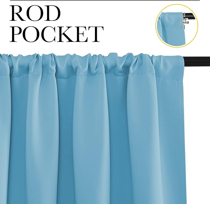 NICETOWN 2 Panels Blackout Curtains, Rod Pocket Thermal Insulated Drapess for Bedroom, Privacy Protection Easy-Care Heavy Duty Curtains for Living Room/Dining Room, W70 x L95 inches, Teal Blue