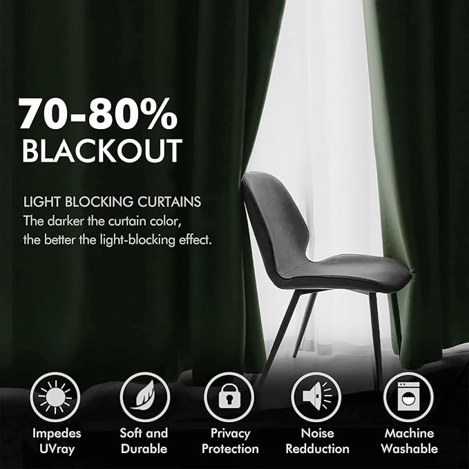 MIULEE Velvet Curtains Olive Green Extra Long Elegant Grommet Curtains Thermal Insulated Soundproof Room Darkening Curtains/Drapes for Classical Living Room Bedroom Decor 52 x 120 Inch Set of 2